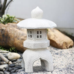 Outdoor Garden Geometric Japanese Solar Lantern Sculpture Statue Asian Decor in White - thumbnail 2