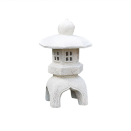Outdoor Garden Geometric Japanese Solar Lantern Sculpture Statue Asian Decor in White - thumbnail 4