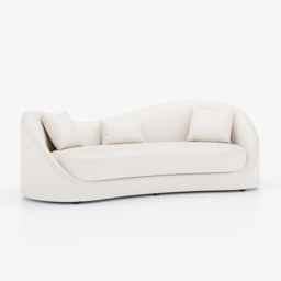 210 cm Performance Leather Curved Upholstered Sofa with Pillows - thumbnail 8