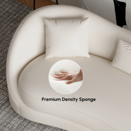 210 cm Performance Leather Curved Upholstered Sofa with Pillows - thumbnail 6