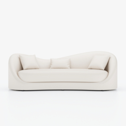 210 cm Performance Leather Curved Upholstered Sofa with Pillows - thumbnail 7