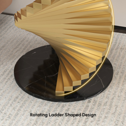Round Marble Tabletop End Table with Metal Frame Modern Black & Gold Side Table - thumbnail 9