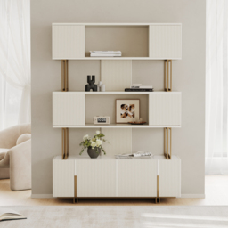 5-Shelf Off-white Bookshelf Etagere Tall Bookcase for Home & Office 170 cm - thumbnail 2