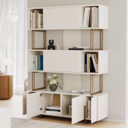 5-Shelf Off-white Bookshelf Etagere Tall Bookcase for Home & Office 170 cm - thumbnail 7