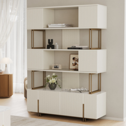 5-Shelf Off-white Bookshelf Etagere Tall Bookcase for Home & Office 170 cm - thumbnail 9