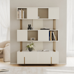 5-Shelf Off-white Bookshelf Etagere Tall Bookcase for Home & Office 170 cm