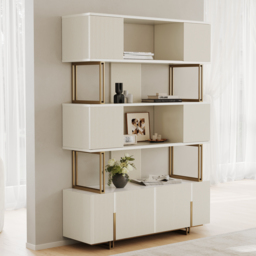 5-Shelf Off-white Bookshelf Etagere Tall Bookcase for Home & Office 170 cm - thumbnail 4