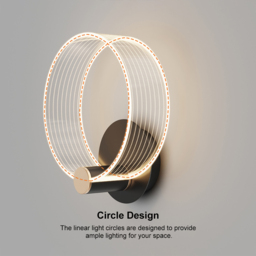 Modern Circle Wall Light Single Bedside Wall Light Acrylic & Metal - thumbnail 8