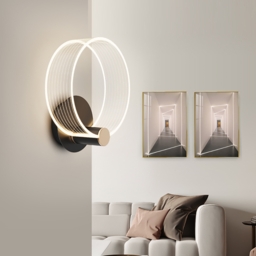 Modern Circle Wall Light Single Bedside Wall Light Acrylic & Metal - thumbnail 3
