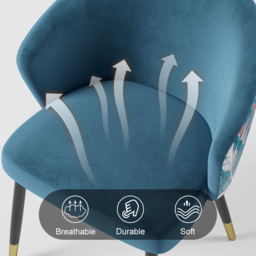 Set of 8 Velvet Dining Chairs Upholstered Modern Blue Dining Room Chairs with Arm - thumbnail 7