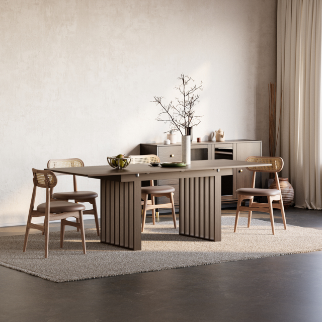 1400mm-2200mm Extendable Dining Table Walnut Seats 4-8 People - image 1