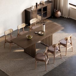 1400mm-2200mm Extendable Dining Table Walnut Seats 4-8 People - thumbnail 8