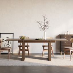 1400mm-2200mm Extendable Dining Table Walnut Seats 4-8 People - thumbnail 3