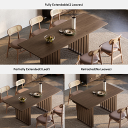 1400mm-2200mm Extendable Dining Table Walnut Seats 4-8 People - thumbnail 4