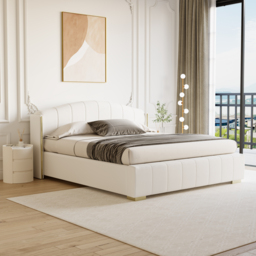 Modern bedside table with 3-drawers and 400 mm wide bedside cabinet in white, marble and leather design - thumbnail 4