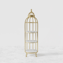 Modern Bird Cage Shaped Plant Flower Stand Bathroom Storage Tower Gold Bookcase - thumbnail 9