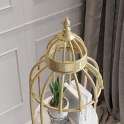 Modern Bird Cage Shaped Plant Flower Stand Bathroom Storage Tower Gold Bookcase - thumbnail 6