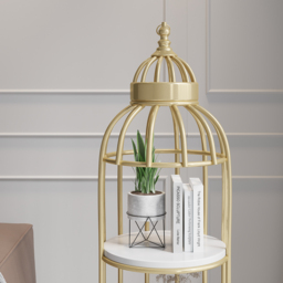 Modern Bird Cage Shaped Plant Flower Stand Bathroom Storage Tower Gold Bookcase - thumbnail 7