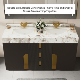 Artis 150 cm Double Sink Bathroom Vanity with Sintered Stone Countertop, 3 Drawers - thumbnail 9