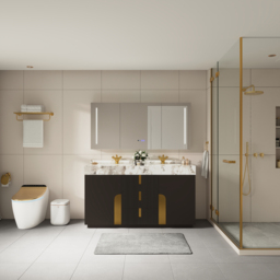 Artis 150 cm Double Sink Bathroom Vanity with Sintered Stone Countertop, 3 Drawers - thumbnail 5