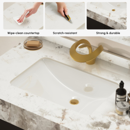 Artis 150 cm Double Sink Bathroom Vanity with Sintered Stone Countertop, 3 Drawers - thumbnail 6