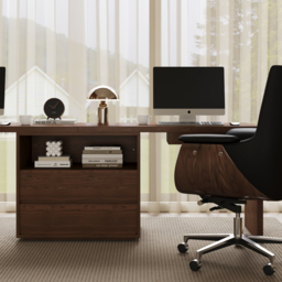 Modern 240 cm Rectangular Brown Double Desk with 4 Drawers & 1 Cabinet, Seats 2 - thumbnail 6