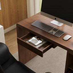 Modern 240 cm Rectangular Brown Double Desk with 4 Drawers & 1 Cabinet, Seats 2 - thumbnail 9