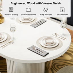 Japandi 2000mm-2400mm Oval Extendable White Dining Table & 8 Dining Chair Set - thumbnail 8