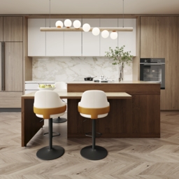 205-284cm Modern Extendable Sintered Stone Kitchen Island Walnut with Doors and Drawers - thumbnail 2