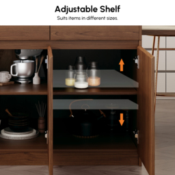 205-284cm Modern Extendable Sintered Stone Kitchen Island Walnut with Doors and Drawers - thumbnail 9