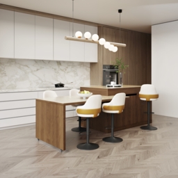 205-284cm Modern Extendable Sintered Stone Kitchen Island Walnut with Doors and Drawers - thumbnail 3