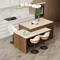 205-284cm Modern Extendable Sintered Stone Kitchen Island Walnut with Doors and Drawers - thumbnail 5