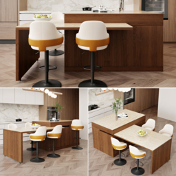 205-284cm Modern Extendable Sintered Stone Kitchen Island Walnut with Doors and Drawers - thumbnail 7