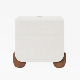 Curva Smart Boucle Bedside Table with Wood Legs 2-Drawer Bedside Table in White - thumbnail 8