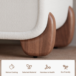 Curva Smart Boucle Bedside Table with Wood Legs 2-Drawer Bedside Table in White - thumbnail 7