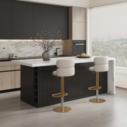 1830mm Modern Kitchen Island Laminate & 4 Counter Stools Set Storage Cabinet - thumbnail 3