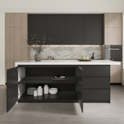 1830mm Modern Kitchen Island Laminate & 4 Counter Stools Set Storage Cabinet - thumbnail 7
