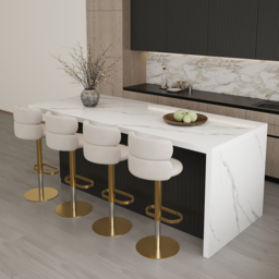 1830mm Modern Kitchen Island Laminate & 4 Counter Stools Set Storage Cabinet - thumbnail 1