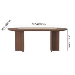 Mid-Century Oval Dining Table with Faux Marble Top and Plywood Base for 8 People Modern - thumbnail 9