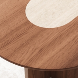 Mid-Century Oval Dining Table with Faux Marble Top and Plywood Base for 8 People Modern - thumbnail 5
