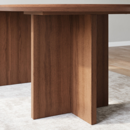 Mid-Century Oval Dining Table with Faux Marble Top and Plywood Base for 8 People Modern - thumbnail 7