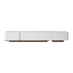 274 cm Walnut & Off White Modern Wood Extendable TV unit with 4 Drawer Retracted Cream Media Console - thumbnail 8