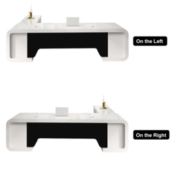 2400mm L-Shaped Modern Executive Desk of Right Hand with Drawers in White & Black - thumbnail 8