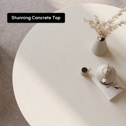 Curva Round Small Modern Beige & Black Coffee Table Concrete & Wood Accent Table - thumbnail 9