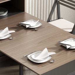 Modern Extendable Dining Table with Storage Rectangle Sideboard Glass Door Walnut & Grey - thumbnail 9