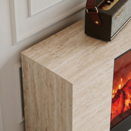 "87"" Sintered Stone Electric Fireplace TV Stand with Remote Control" - thumbnail 6