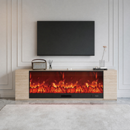 "87"" Sintered Stone Electric Fireplace TV Stand with Remote Control" - thumbnail 2