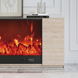 "87"" Sintered Stone Electric Fireplace TV Stand with Remote Control" - thumbnail 8
