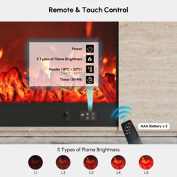 "87"" Sintered Stone Electric Fireplace TV Stand with Remote Control" - thumbnail 9
