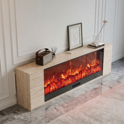 "87"" Sintered Stone Electric Fireplace TV Stand with Remote Control" - thumbnail 3